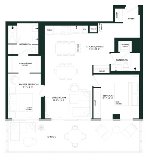 floor plan of the ground floor of the house